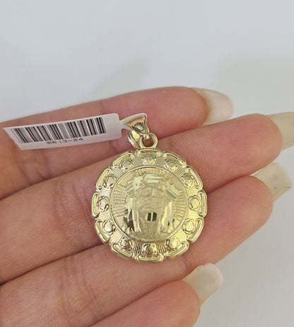 10k Solid Rope Chain 3mm Jesus Virgin Mary Pendant Two Side Necklace 18 - 28 in - GoldenlinQ