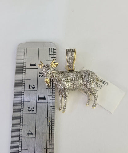 10k Solid Rope Chain Goat Charm Diamond Set 4mm 20" - 28" Necklace Gold Yellow - GoldenlinQ