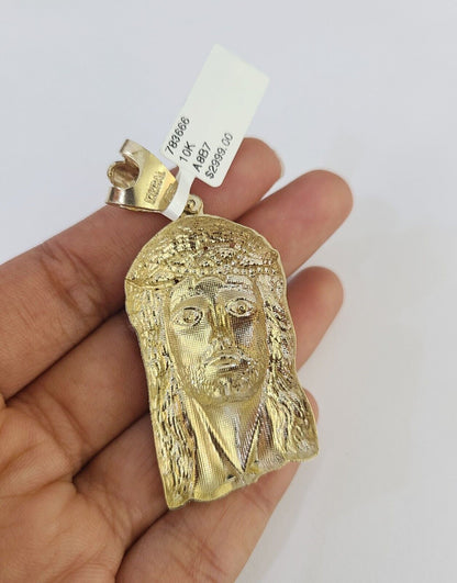 10k Solid Rope Chain Jesus Head Charm Set 4mm 20" - 28" Necklace Gold Yellow - Reva Jeweler