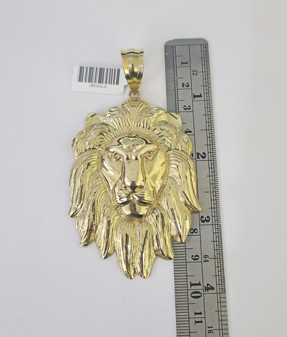 10k Solid Rope Chain Lion Pendant Necklace 7mm 20" - 30" SET Charm Real - GoldenlinQ