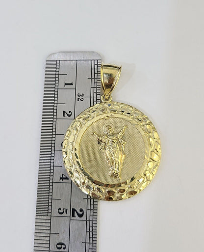 10k Solid Rope Chain Nugget Medallion Guadalupe Charm Set 4mm 18" - 28" Necklace - GoldenlinQ