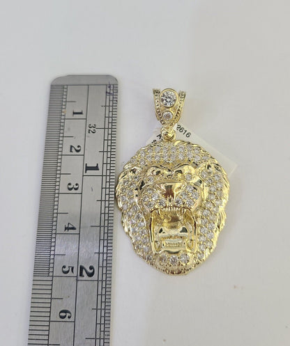 10k Solid Rope Chain Roaring Lion Charm Set 4mm 20" - 28" Necklace Gold Yellow - Reva Jeweler