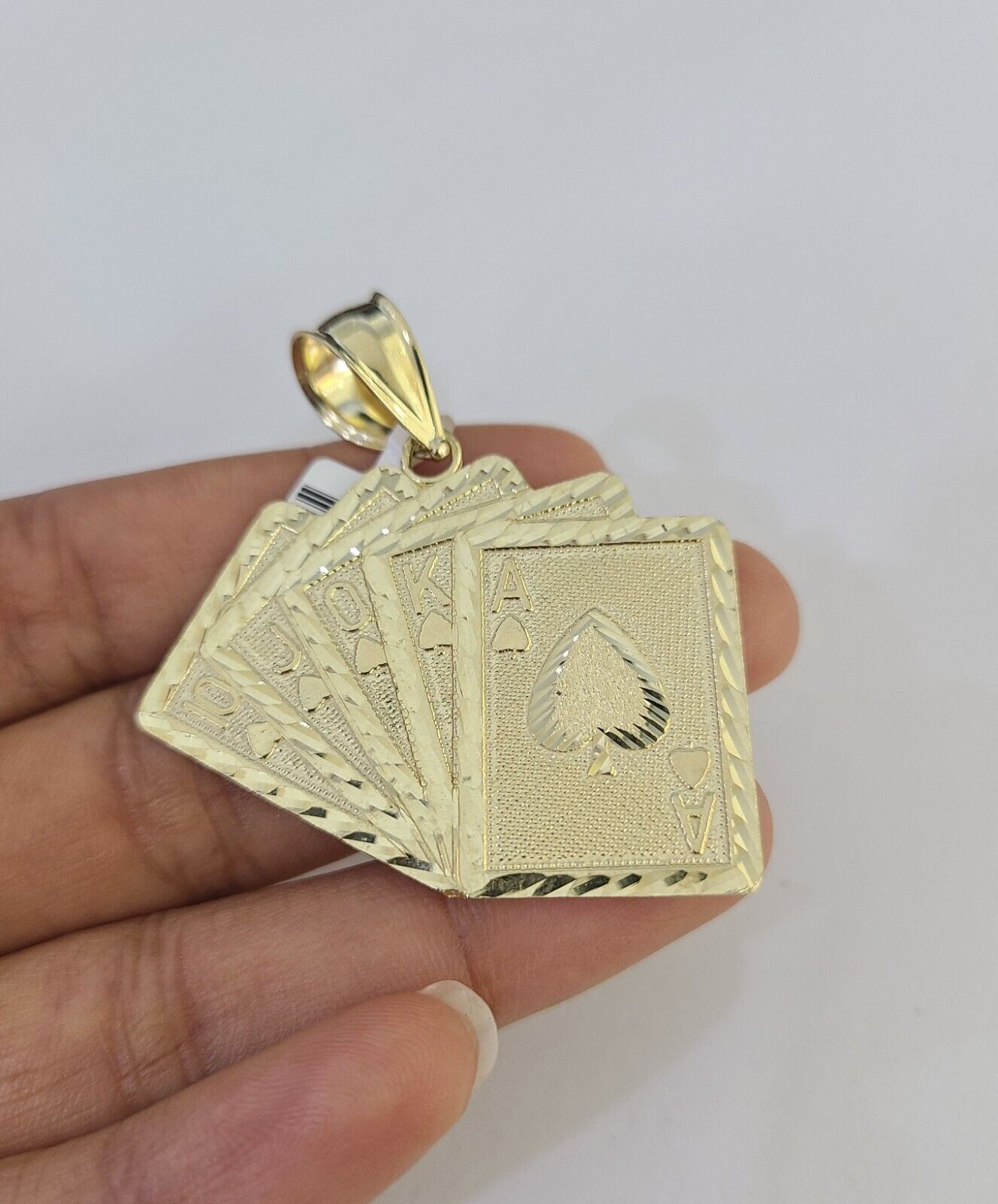 10k Solid Rope Chain Royal Flush Cards Charm Set 4mm 20" - 28" Necklace Gold - Reva Jeweler