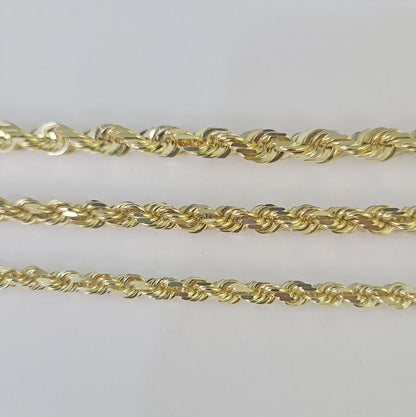 10k Solid Rope Chain Yellow Gold Necklace 4mm 5mm 6mm 20 - 30Inches Real Men Women - GoldenlinQ