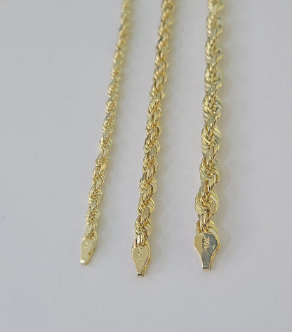 10k Solid Rope Chain Yellow Gold Necklace 4mm 5mm 6mm 20 - 30Inches Real Men Women - GoldenlinQ