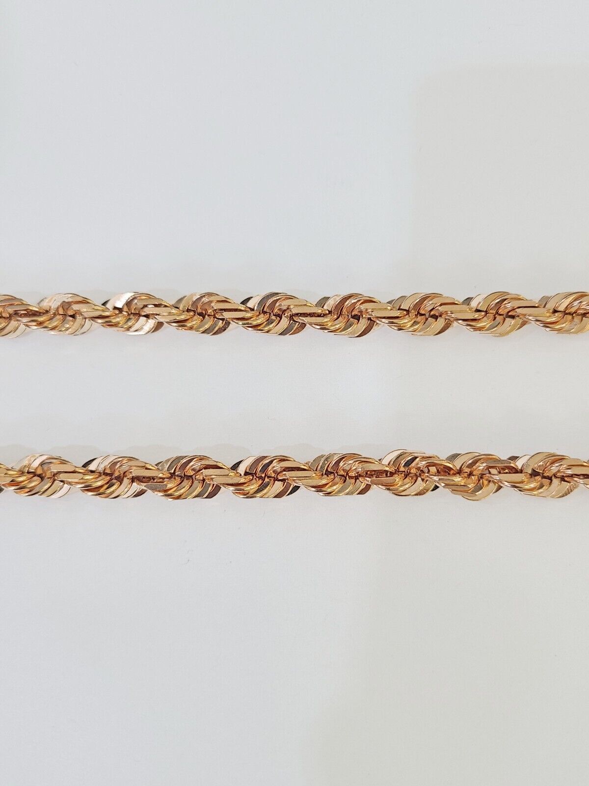 10k Solid Rose Gold Rope Chain Necklace 24" Inches 7mm Diamond Cut - Reva Jeweler