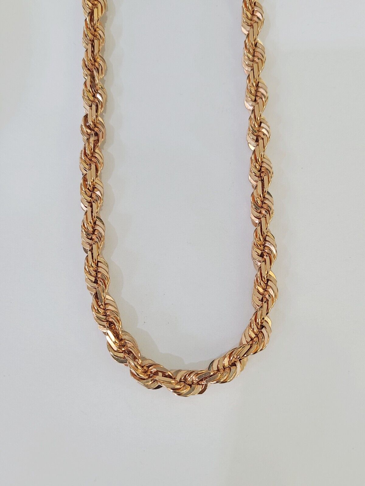 10k Solid Rose Gold Rope Chain Necklace 24" Inches 7mm Diamond Cut - Reva Jeweler