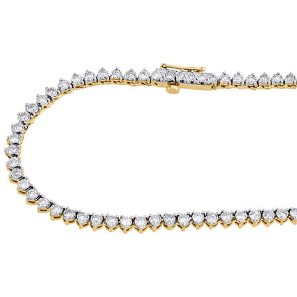10k Solid Tennis Ice Chain Real Gold 18 Inch Necklace 4mm Genuine 1.50CT Diamond - GoldenlinQ