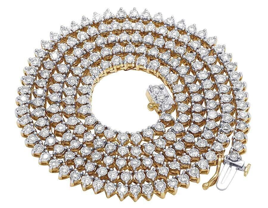 10k Solid Tennis Ice Chain Real Gold 22 Inch Necklace 3mm Genuine 1.85CT Diamond - GoldenlinQ