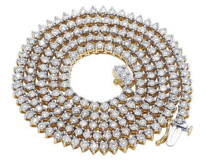 10k Solid Tennis Ice Chain Real Gold 22 Inch Necklace 3mm Genuine 1.85CT Diamond - GoldenlinQ