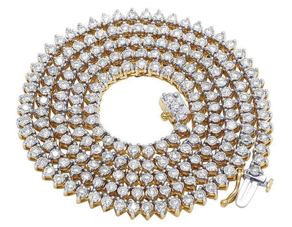 10k Solid Tennis Ice Chain Real Gold 22 Inch Necklace 3mm Genuine 1.85CT Diamond - GoldenlinQ