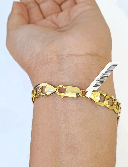 10k Solid Yellow Cuban Curb Link Bracelet Gold 8mm 8 Inches Men Women Real - Reva Jeweler