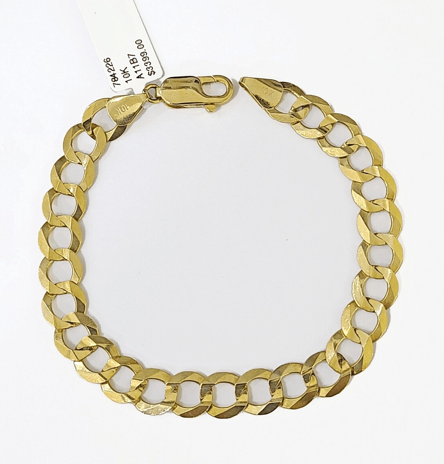 10k Solid Yellow Cuban Curb Link Bracelet Gold 8mm 8 Inches Men Women Real - Reva Jeweler