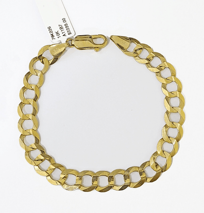 10k Solid Yellow Cuban Curb Link Bracelet Gold 8mm 8 Inches Men Women Real - Reva Jeweler