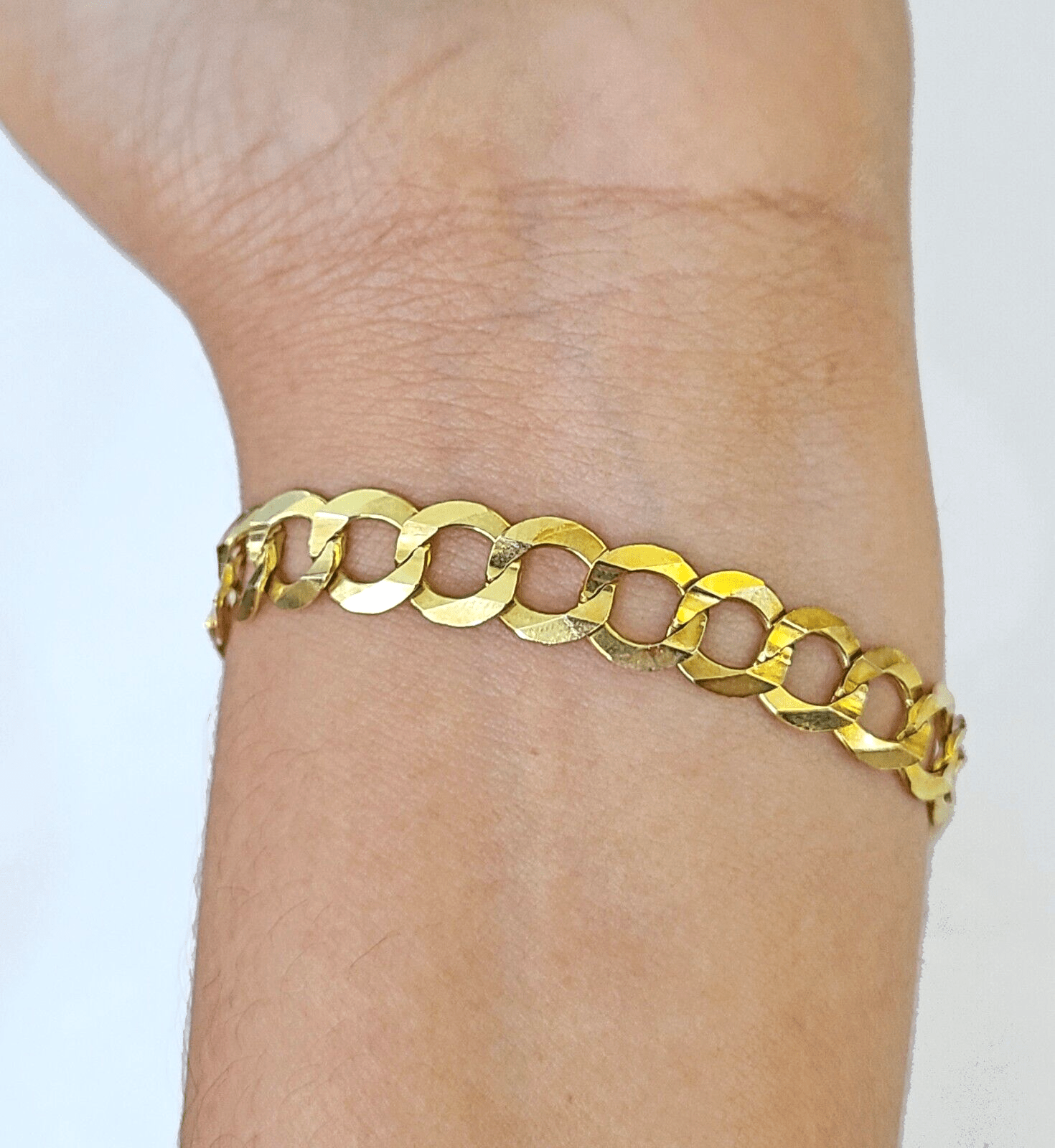10k Solid Yellow Cuban Curb Link Bracelet Gold 8mm 8 Inches Men Women Real - Reva Jeweler