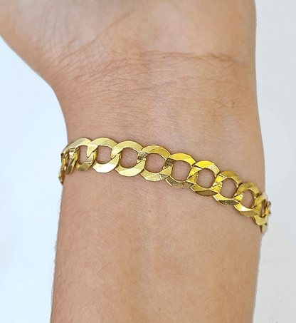 10k Solid Yellow Cuban Curb Link Bracelet Gold 8mm 8 Inches Men Women Real - Reva Jeweler