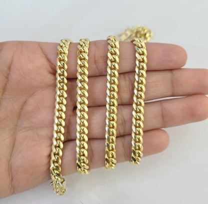 10K Solid Yellow Gold 6mm Miami Cuban Link Chain Necklace 24" Inch 10Kt - Reva Jeweler