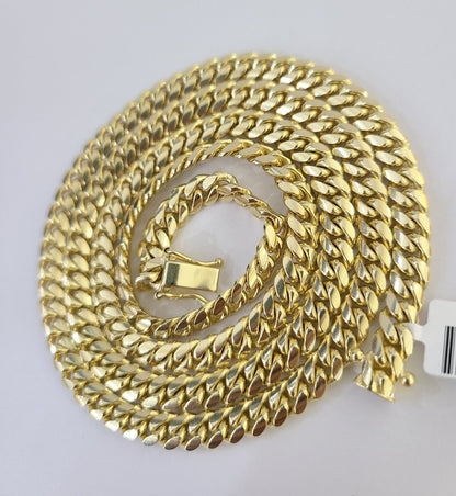 10K Solid Yellow Gold 6mm Miami Cuban Link Chain Necklace 24" Inch 10Kt - Reva Jeweler