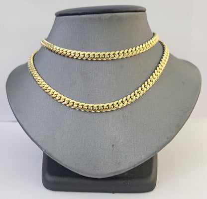 10K Solid Yellow Gold 6mm Miami Cuban Link Chain Necklace 24" Inch 10Kt - Reva Jeweler