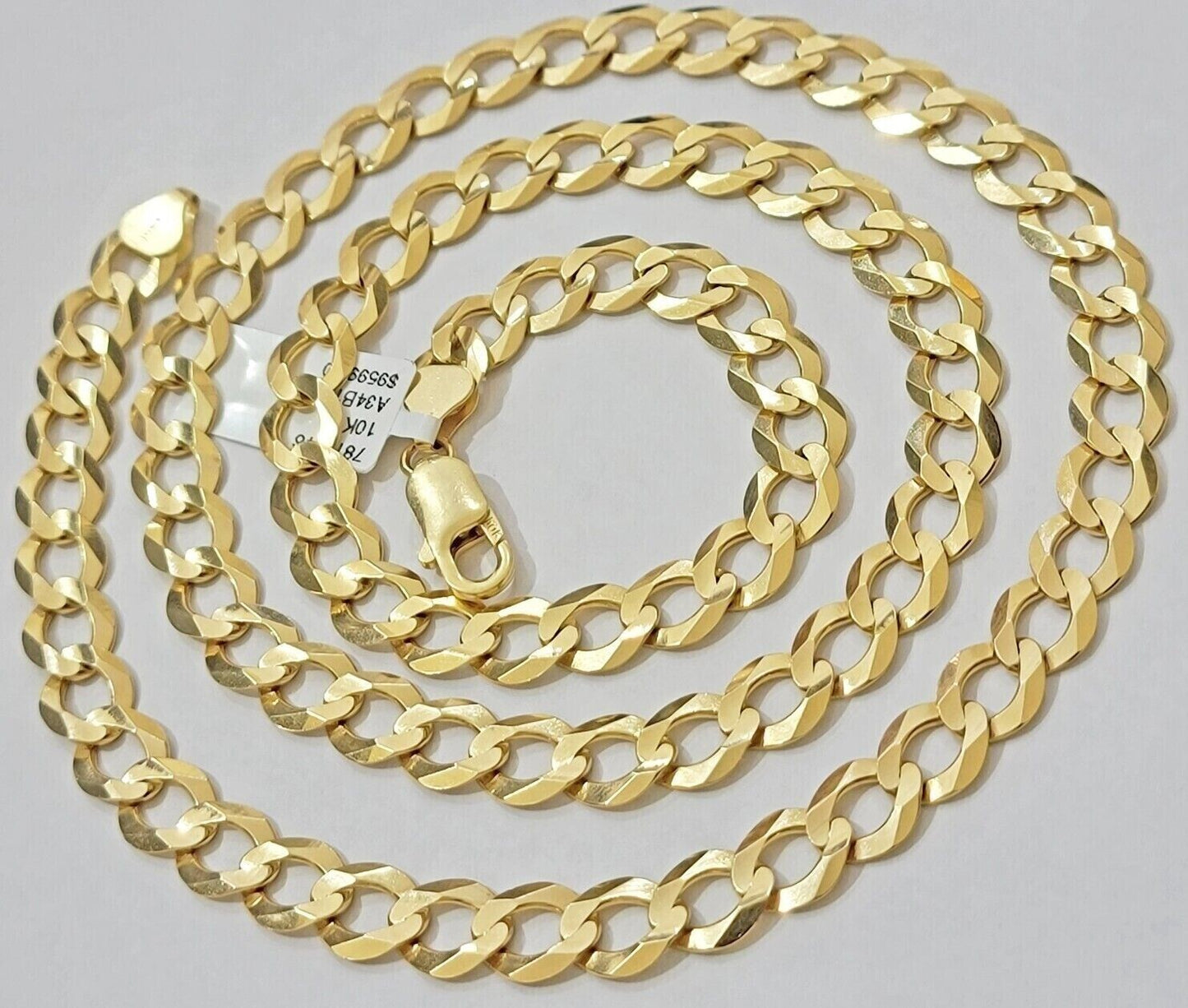 10K Solid Yellow Gold 9mm Cuban Curb Link Chain Necklace 28 Inch Mens, Real 10kt - Reva Jeweler