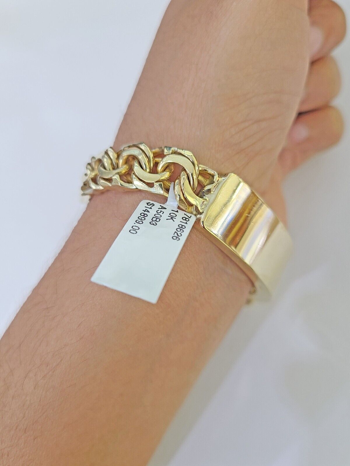 10k Solid Yellow Gold Chino ID Bracelet Size 8" 9mm Inches Box Lock Real 10kt - Reva Jeweler