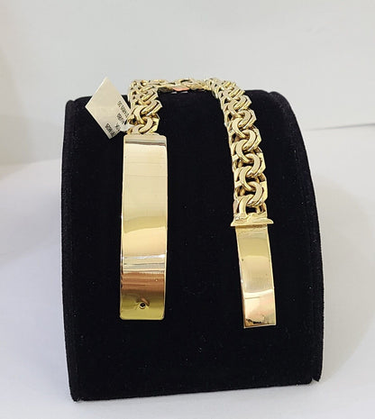 10k Solid Yellow Gold Chino ID Bracelet Size 8" 9mm Inches Box Lock Real 10kt - Reva Jeweler