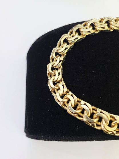 10k Solid Yellow Gold Chino ID Bracelet Size 8" 9mm Inches Box Lock Real 10kt - Reva Jeweler