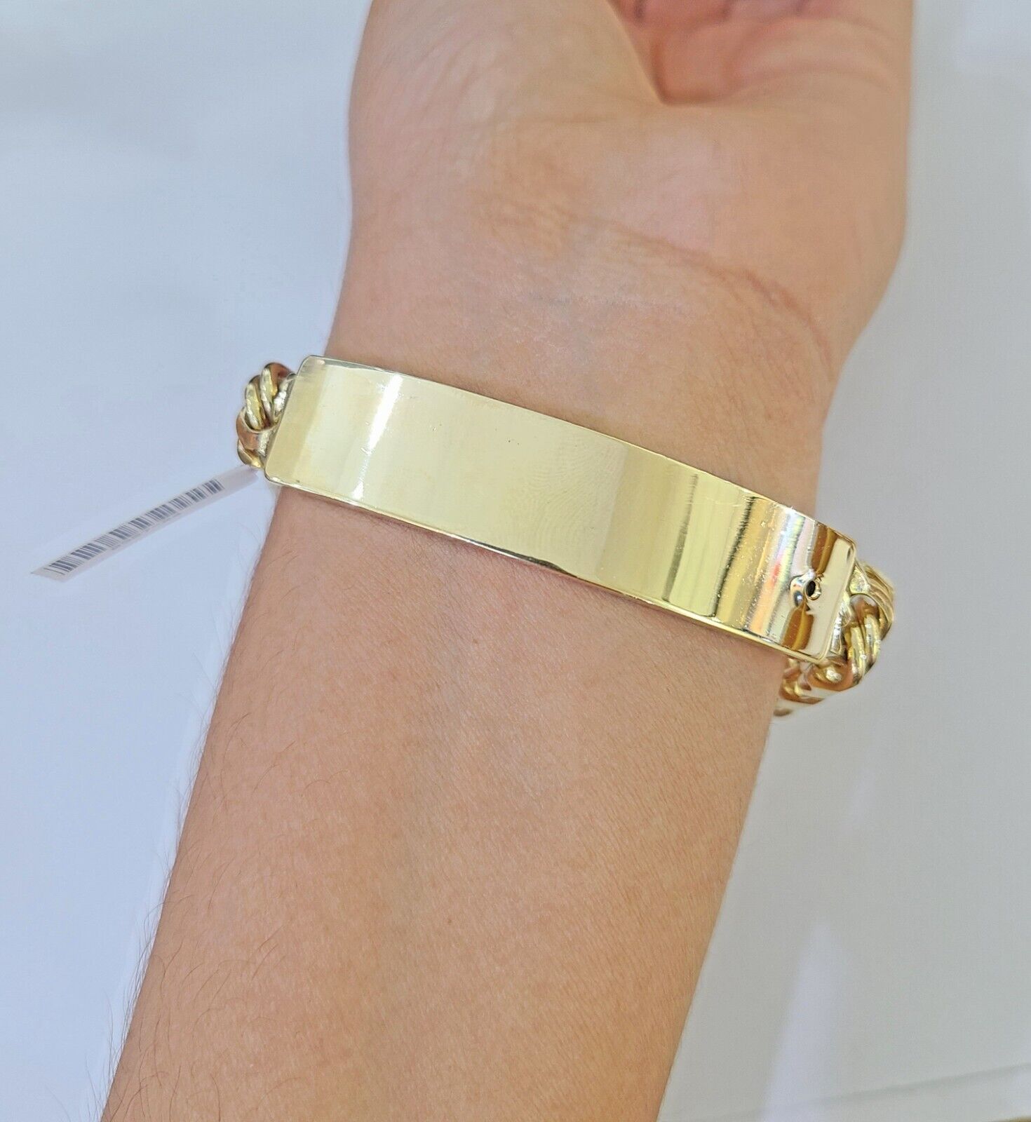 10k Solid Yellow Gold Chino ID Bracelet Size 8" 9mm Inches Box Lock Real 10kt - Reva Jeweler
