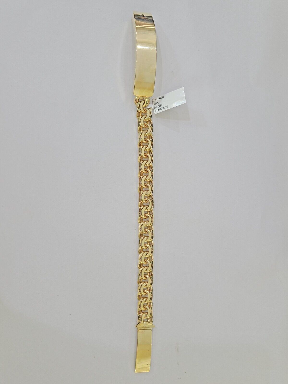 10k Solid Yellow Gold Chino ID Bracelet Size 8" 9mm Inches Box Lock Real 10kt - Reva Jeweler