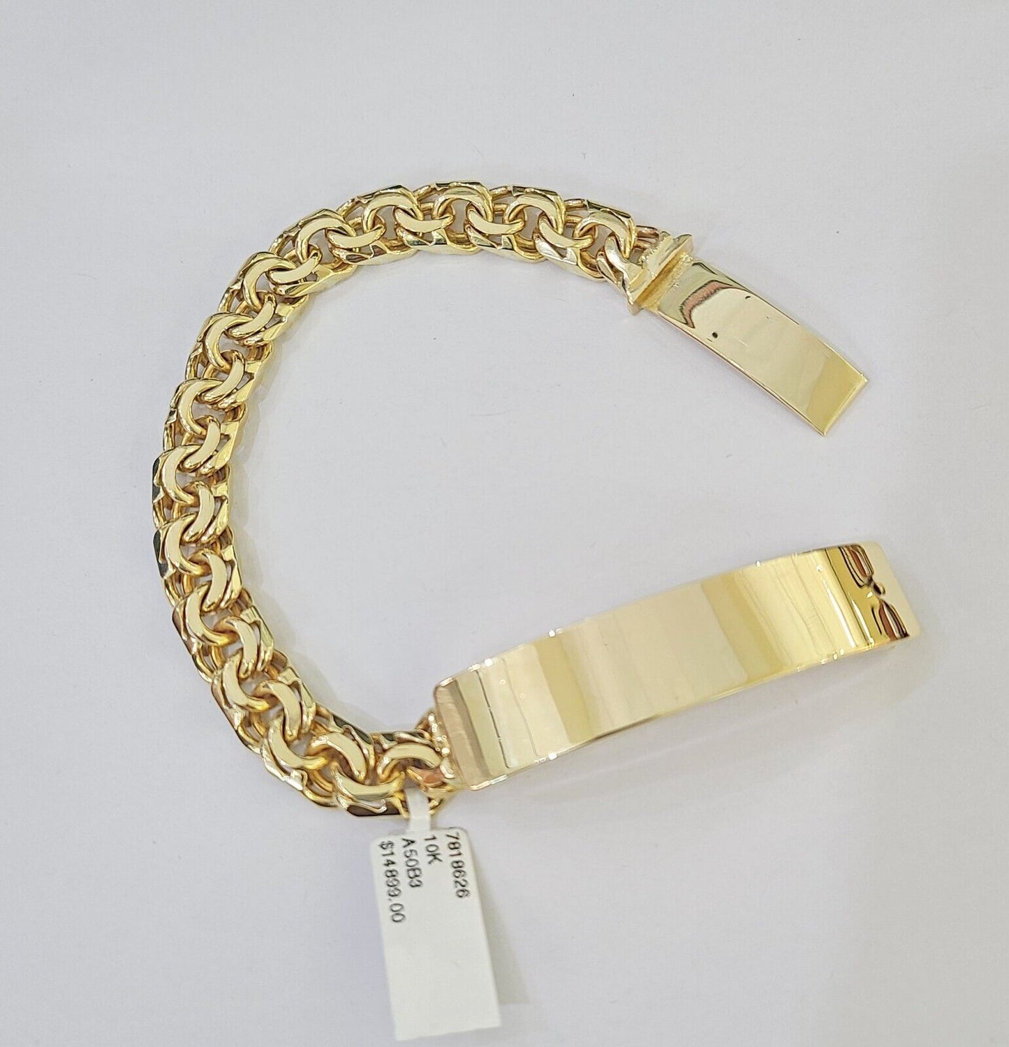 10k Solid Yellow Gold Chino ID Bracelet Size 8" 9mm Inches Box Lock Real 10kt - Reva Jeweler