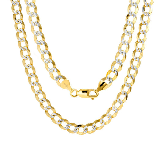 10K Solid Yellow Gold Cuban Curb Chain 12mm Diamond Cut Necklace 22'' Inches - GoldenlinQ