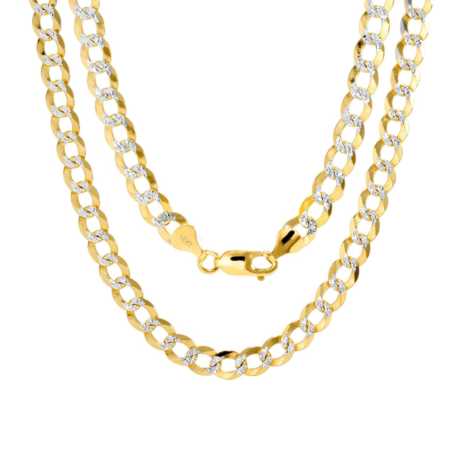 10K Solid Yellow Gold Cuban Curb Chain 12mm Diamond Cut Necklace 26'' Inches - GoldenlinQ