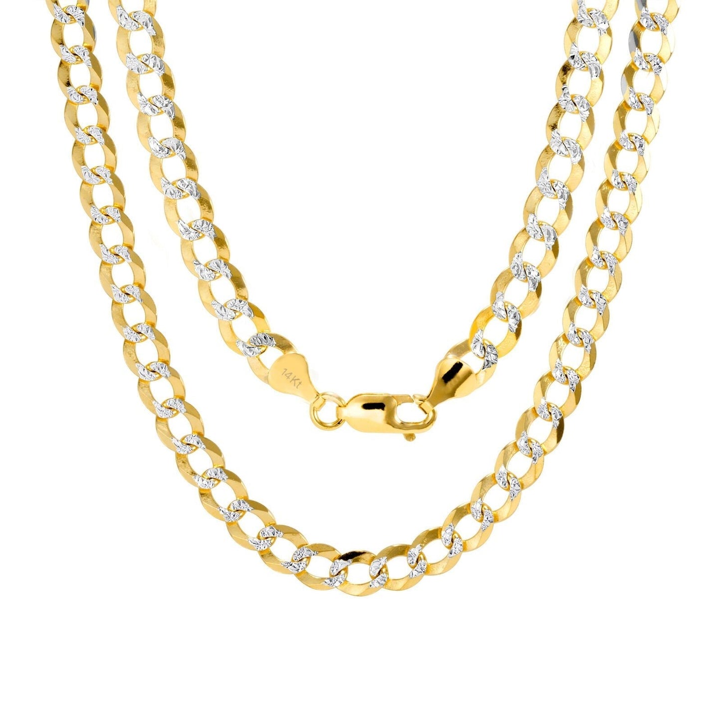 10K Solid Yellow Gold Cuban Curb Chain 12mm Diamond Cut Necklace 30'' Inches - GoldenlinQ