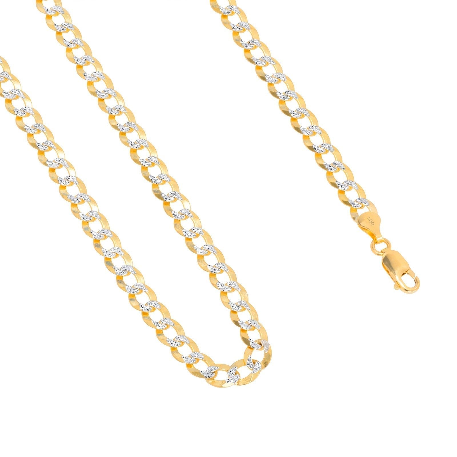 10K Solid Yellow Gold Cuban Curb Chain 12mm Diamond Cut Necklace 30'' Inches - GoldenlinQ