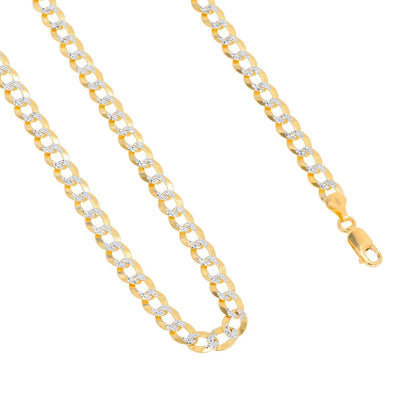 10K Solid Yellow Gold Cuban Curb Chain 12mm Diamond Cut Necklace 30'' Inches - GoldenlinQ