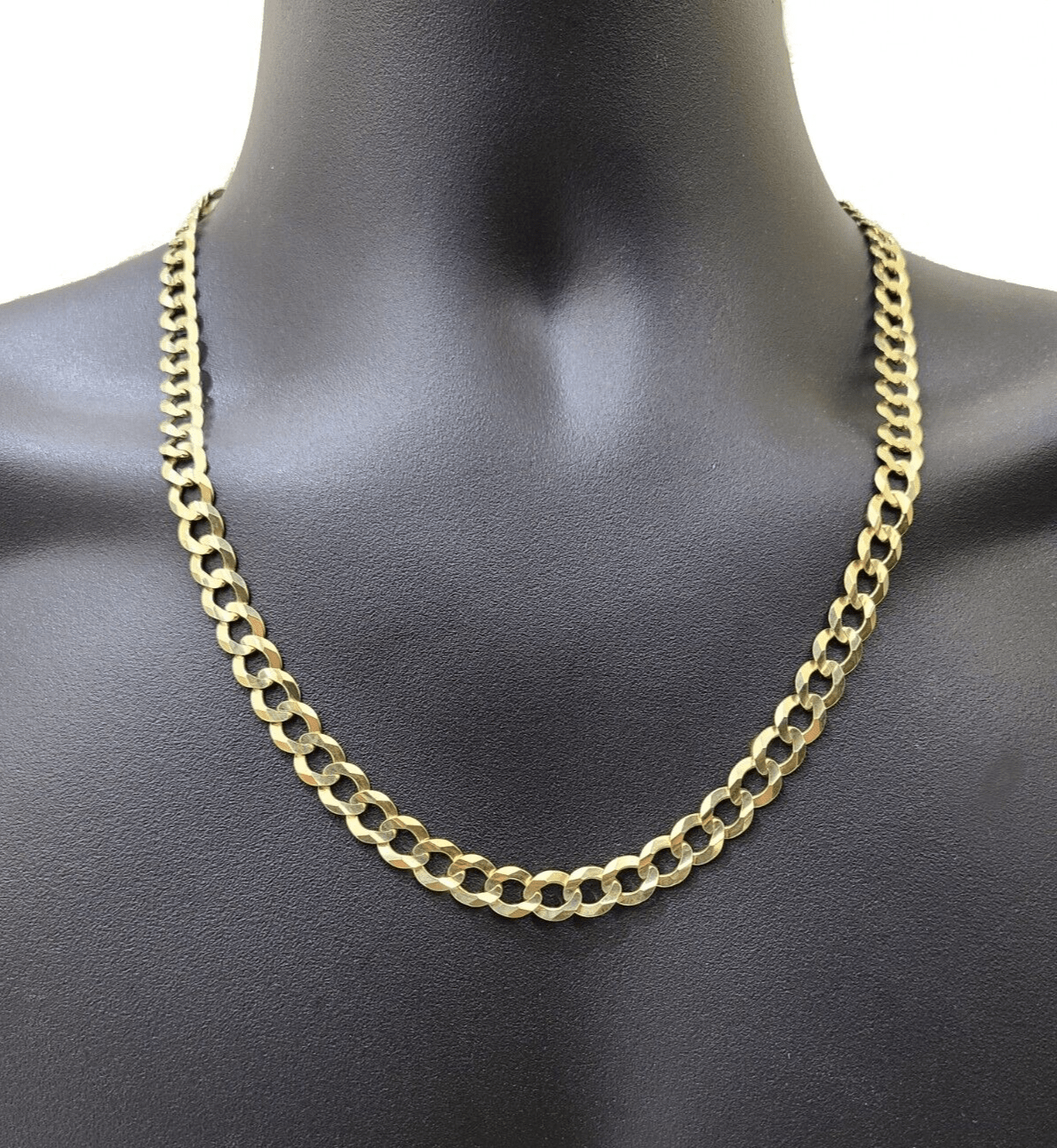 10k Solid Yellow Gold Cuban Curb Link Chain 8.5mm Necklace 22'' Lobster Lock - Reva Jeweler