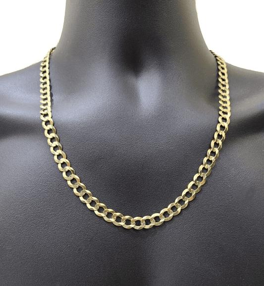 10k Solid Yellow Gold Cuban Curb Link Chain 8.5mm Necklace 22'' Lobster Lock - Reva Jeweler
