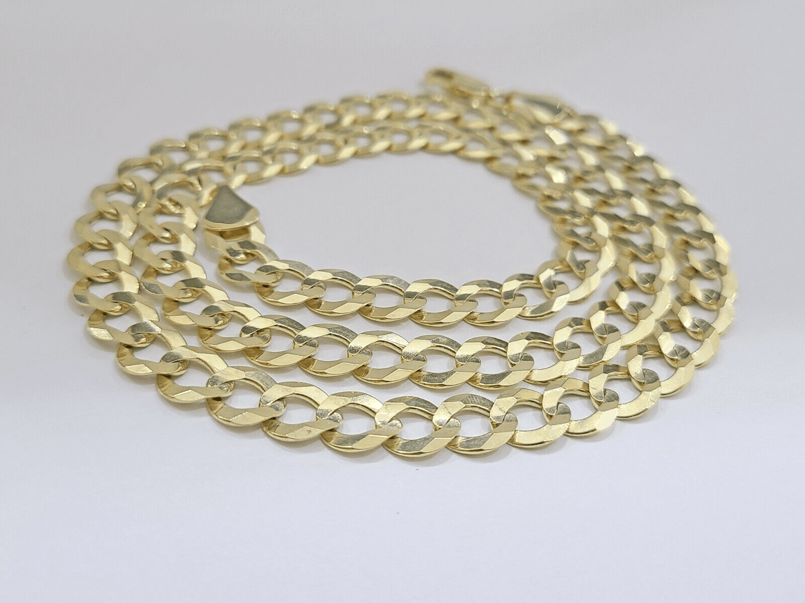 10k Solid Yellow Gold Cuban Curb Link Chain 8.5mm Necklace 22'' Lobster Lock - Reva Jeweler