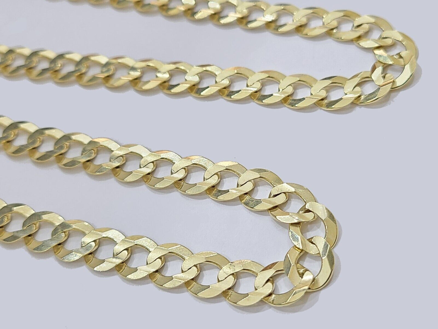 10k Solid Yellow Gold Cuban Curb Link Chain 8.5mm Necklace 22'' Lobster Lock - Reva Jeweler