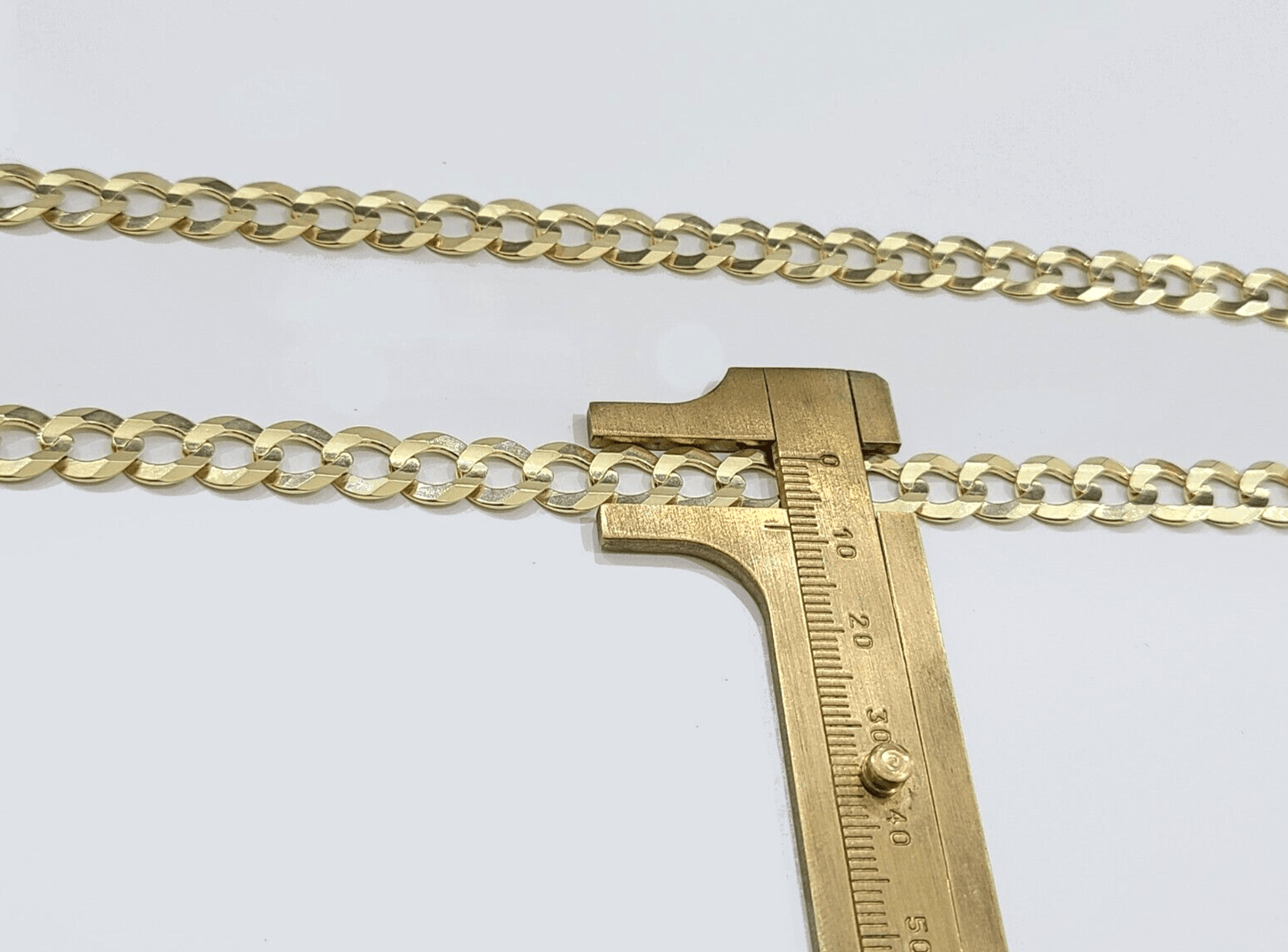 10k Solid Yellow Gold Cuban Curb Link Chain 8.5mm Necklace 22'' Lobster Lock - Reva Jeweler