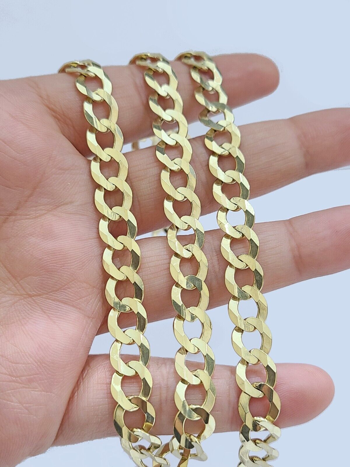10k Solid Yellow Gold Cuban Curb Link Chain 8.5mm Necklace 22'' Lobster Lock - Reva Jeweler
