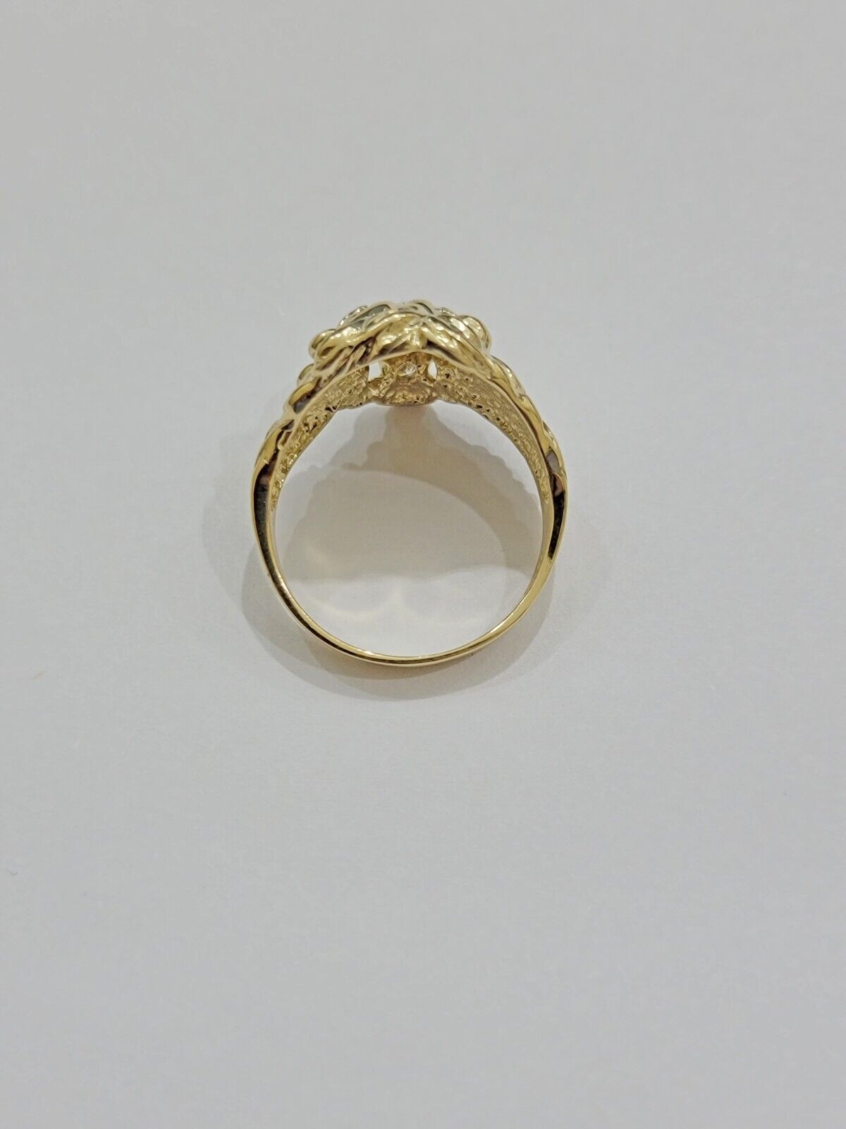 10k Solid Yellow Gold Men's Lion Roaring Ring Casual Style 10kt Red Eye New SALE - Reva Jeweler