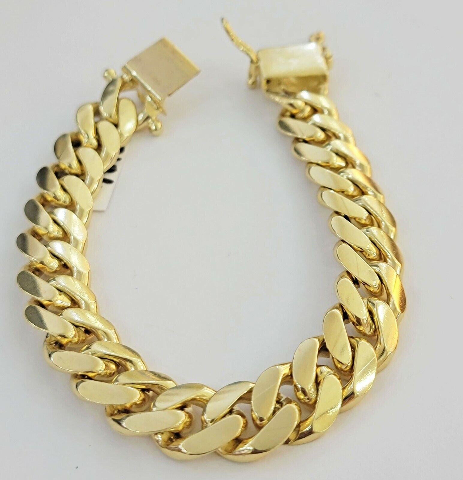 10k solid Yellow Gold Miami Cuban Bracelet 12.5 mm Link 9" inch Men's REAL 10kt - Reva Jeweler