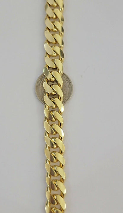 10k solid Yellow Gold Miami Cuban Bracelet 12.5 mm Link 9" inch Men's REAL 10kt - Reva Jeweler