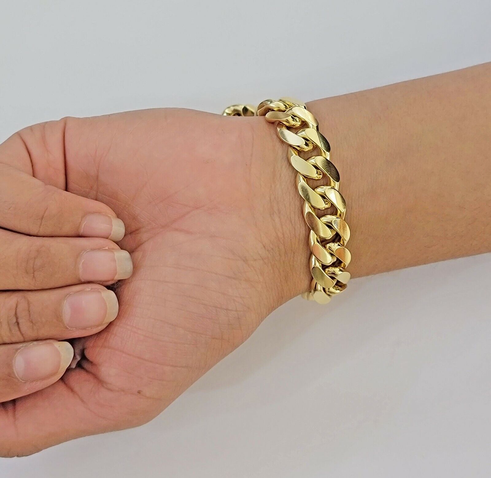 10k solid Yellow Gold Miami Cuban Bracelet 12.5 mm Link 9" inch Men's REAL 10kt - Reva Jeweler