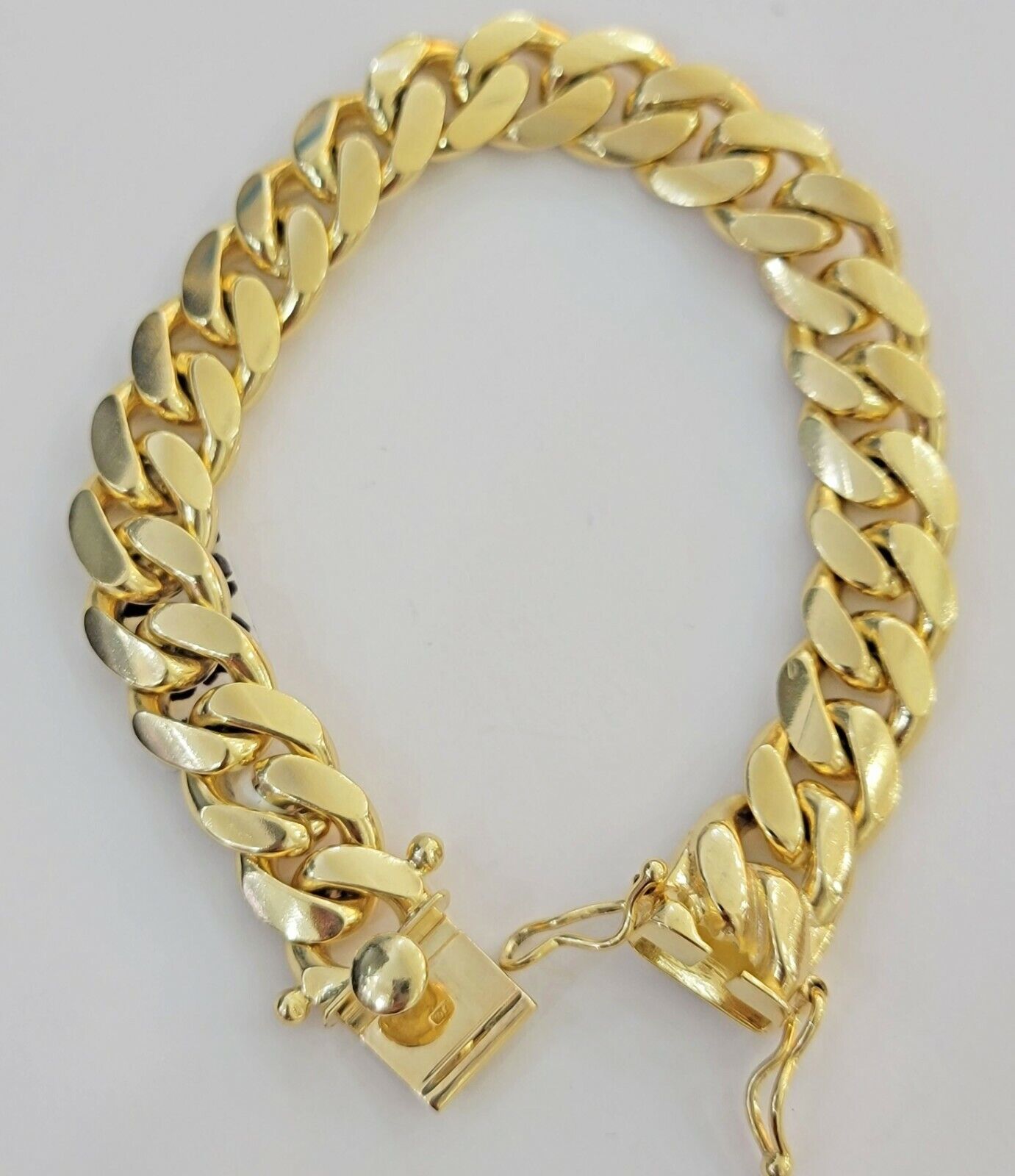 10k solid Yellow Gold Miami Cuban Bracelet 12.5 mm Link 9" inch Men's REAL 10kt - Reva Jeweler