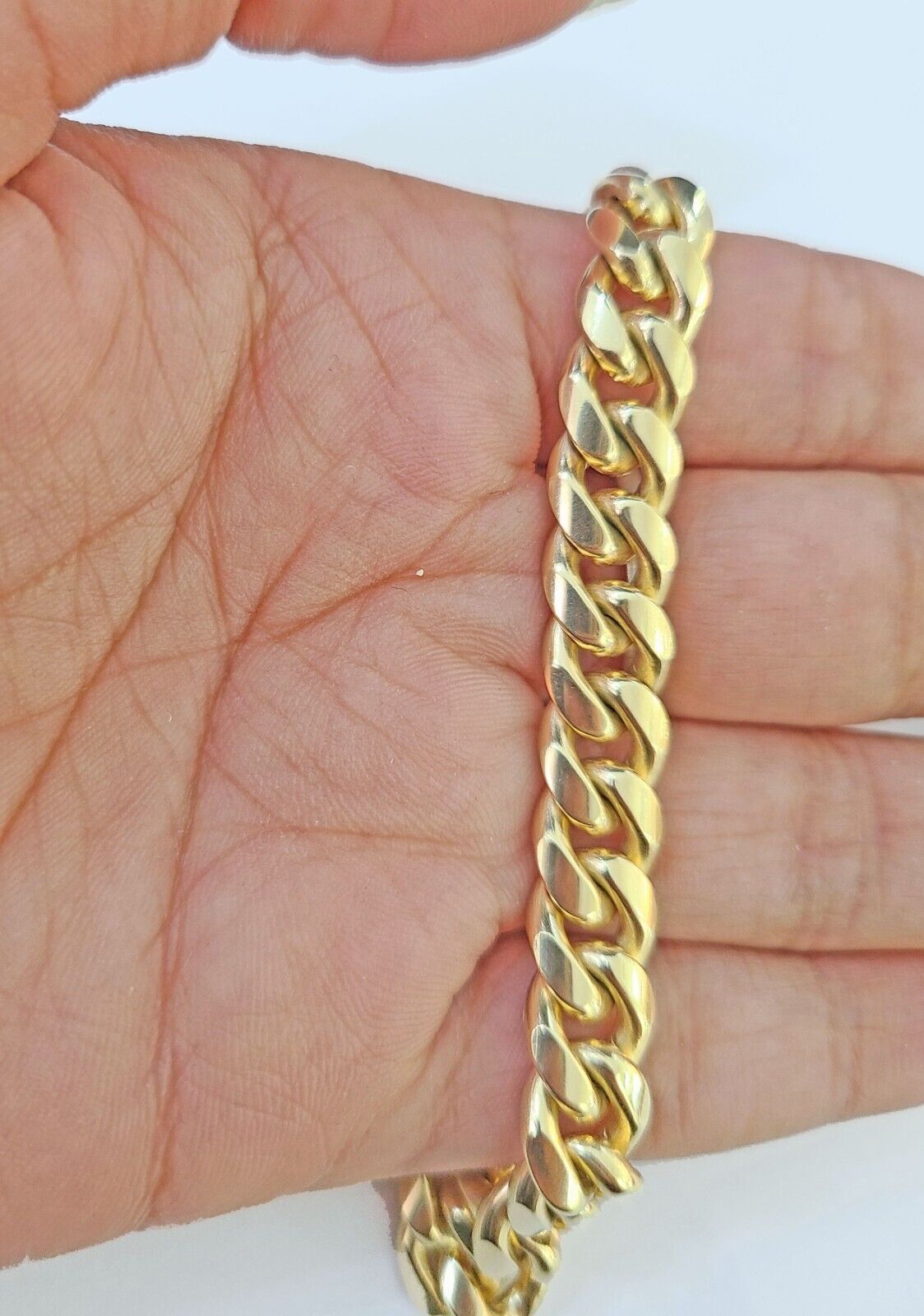 10k Solid Yellow Gold Miami Cuban Bracelet Size 8.5mm 8inches Men Women - Reva Jeweler