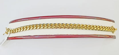 10k Solid Yellow Gold Miami Cuban Bracelet Size 8.5mm 8inches Men Women - Reva Jeweler