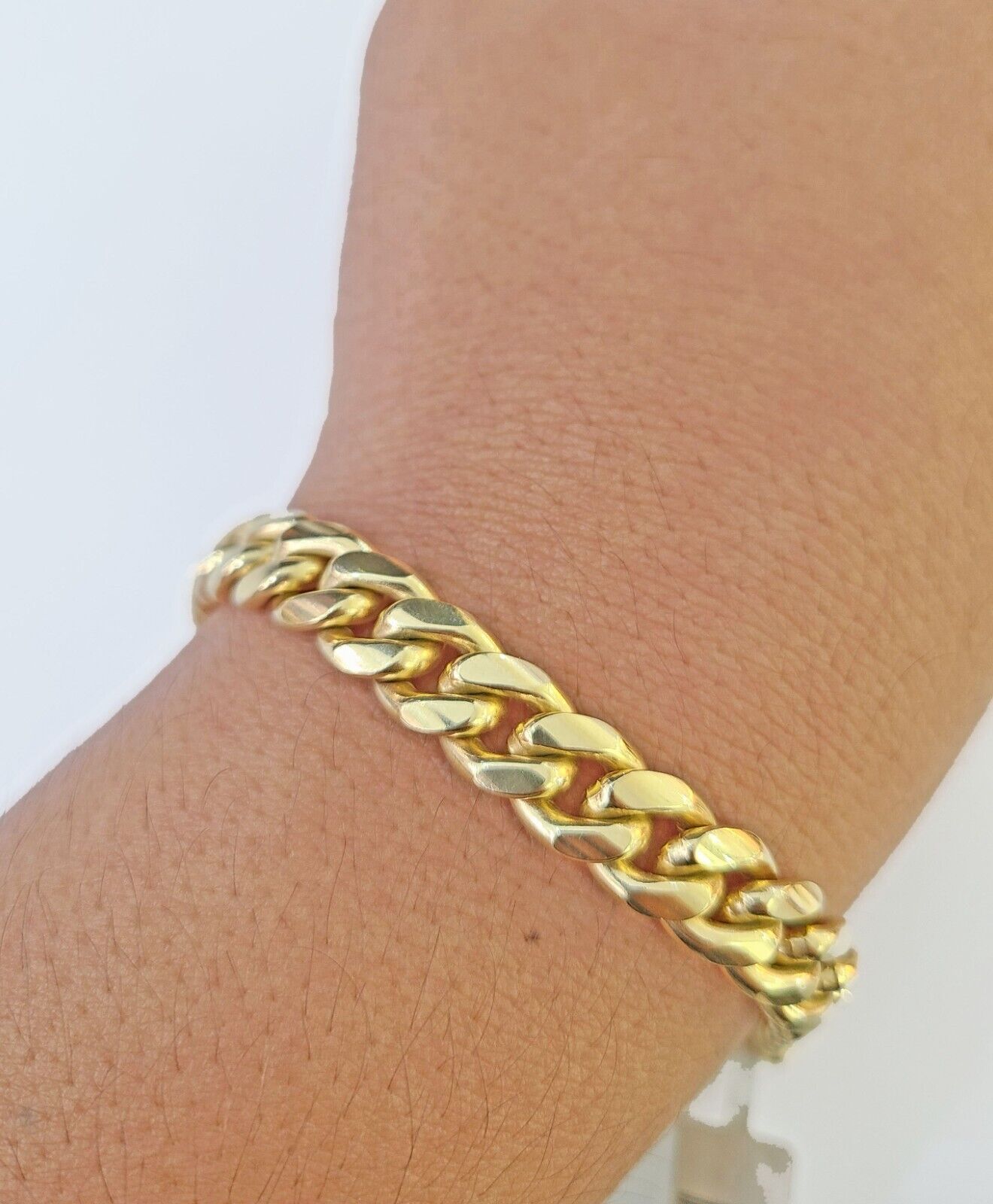 10k Solid Yellow Gold Miami Cuban Bracelet Size 8.5mm 8inches Men Women - Reva Jeweler