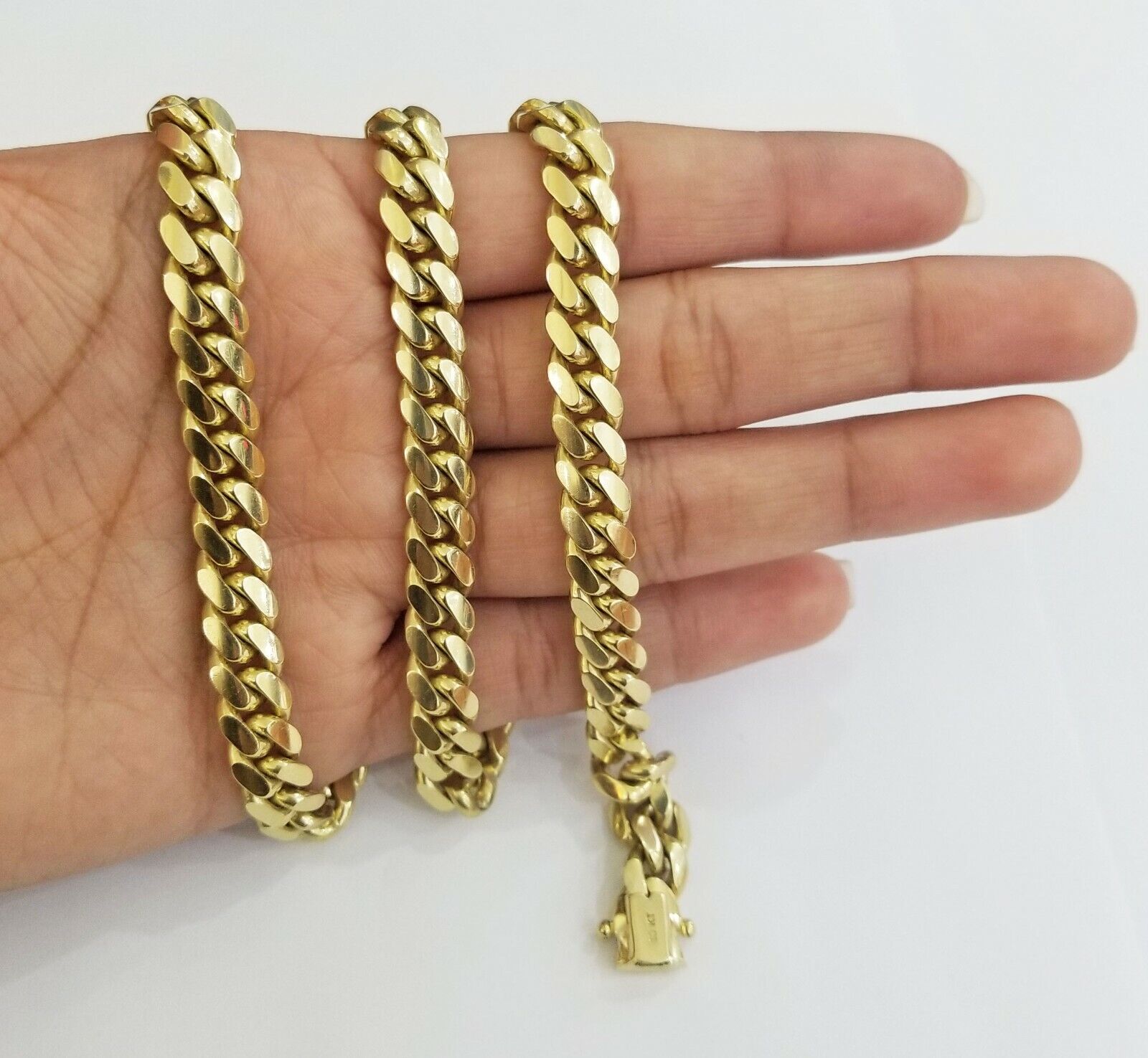 10K SOLID Yellow Gold Miami Cuban Chain 8mm 24" Inch men's Real gold 10kt - Reva Jeweler